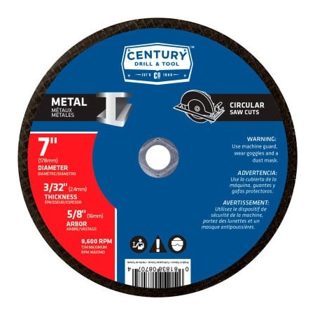 Century Drill & Tool Century Drill 0 Abrasive Saw Blade 7" x 5/8" Fiberglass 8707
